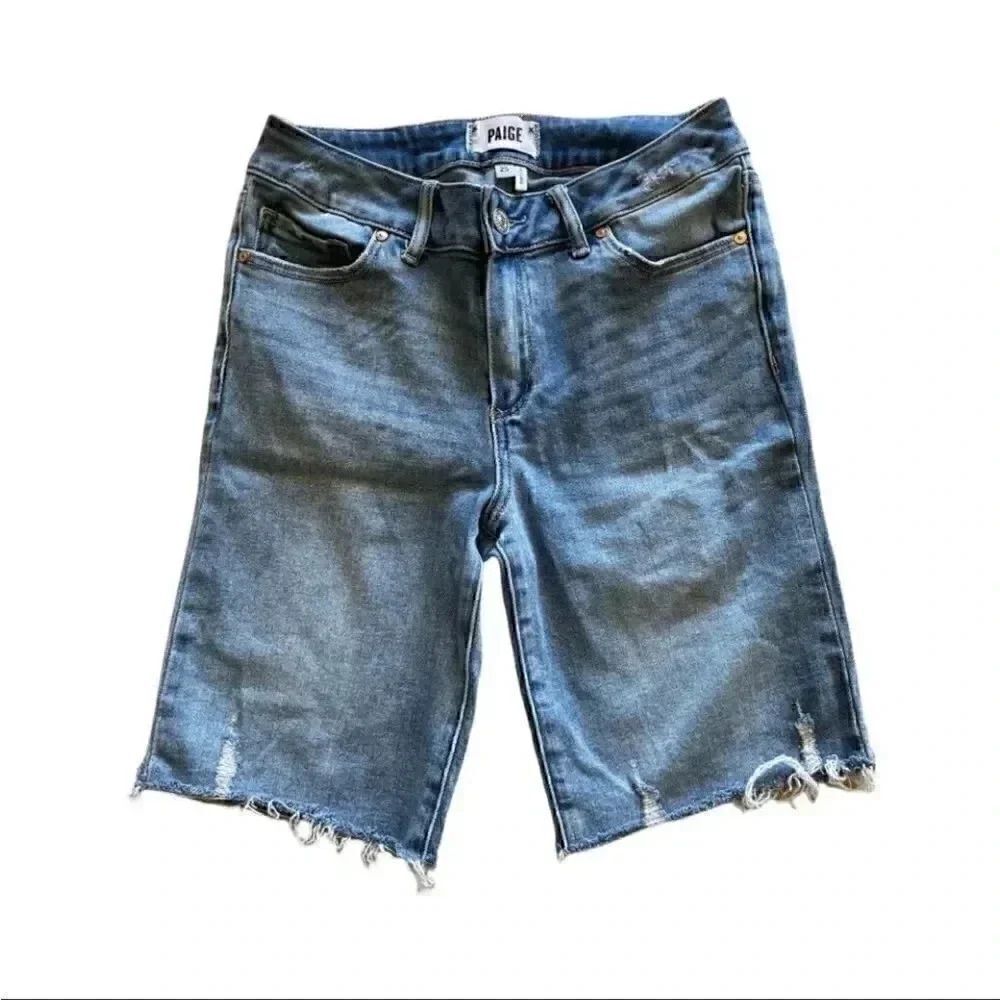 Paige Jax Knee Women Short Raw Hem Pockets Jeans SZ 25